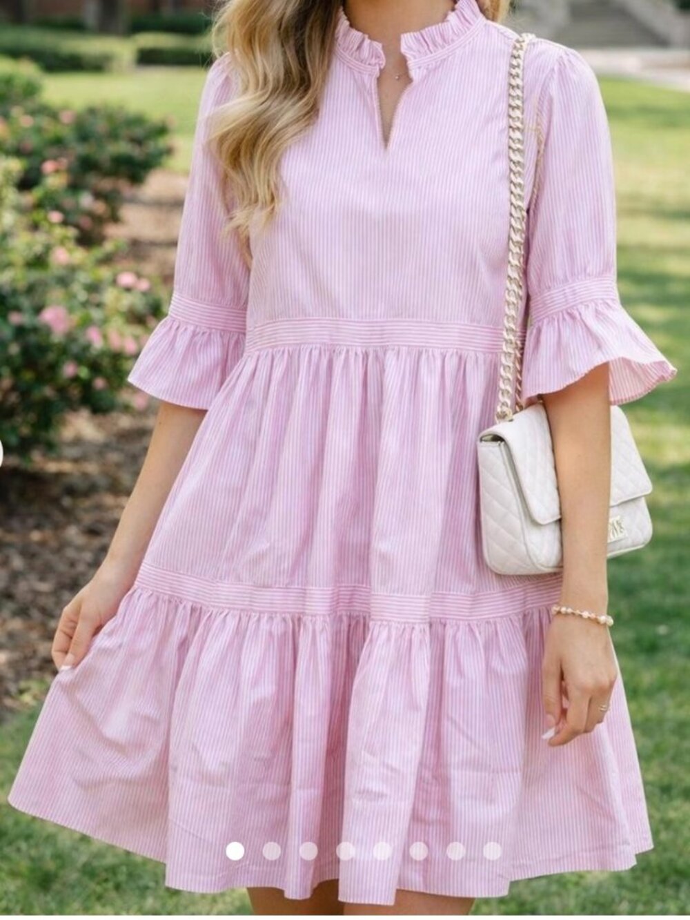 Gretchen Scott Candy Stripe Tiered Dress - Pink & White - Small